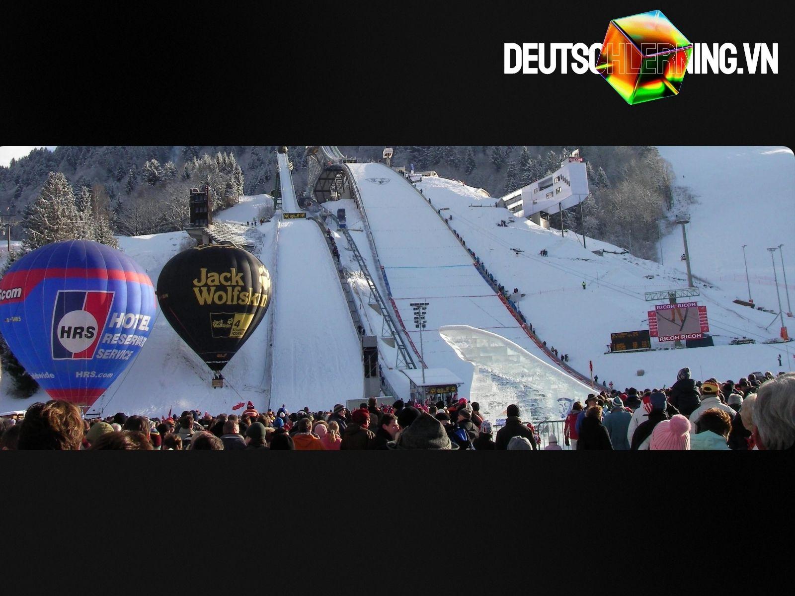 Vận động viên trượt tuyết tại khu Garmisch-Partenkirchen.